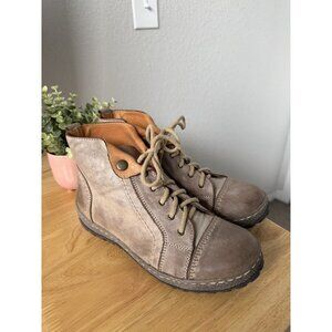 V Italia Kiki Brown Leather Lace Up Boots Waterproof Non Skid Hiking Outdoor 7.5
